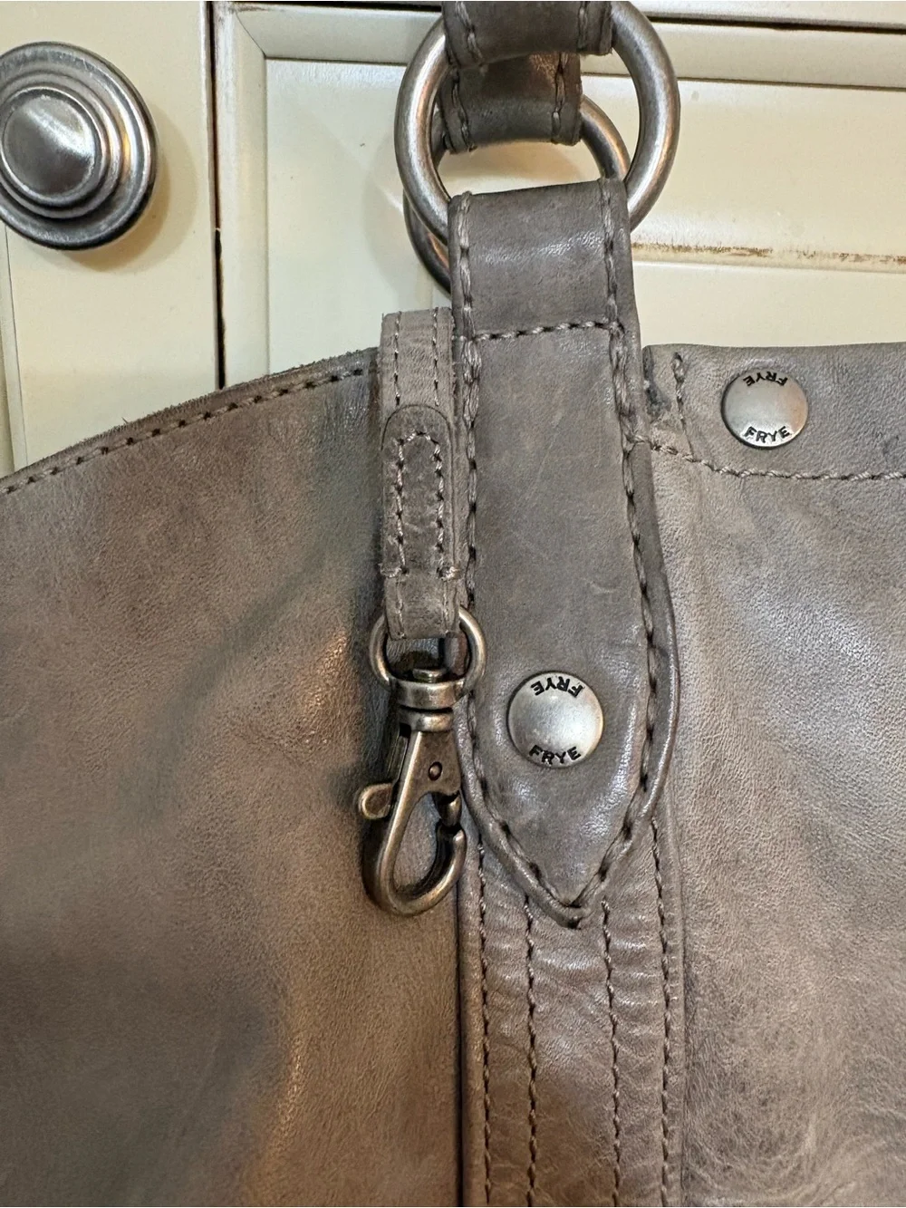 Frye Gray Leather Shoulder Bag - Picture 2 of 9